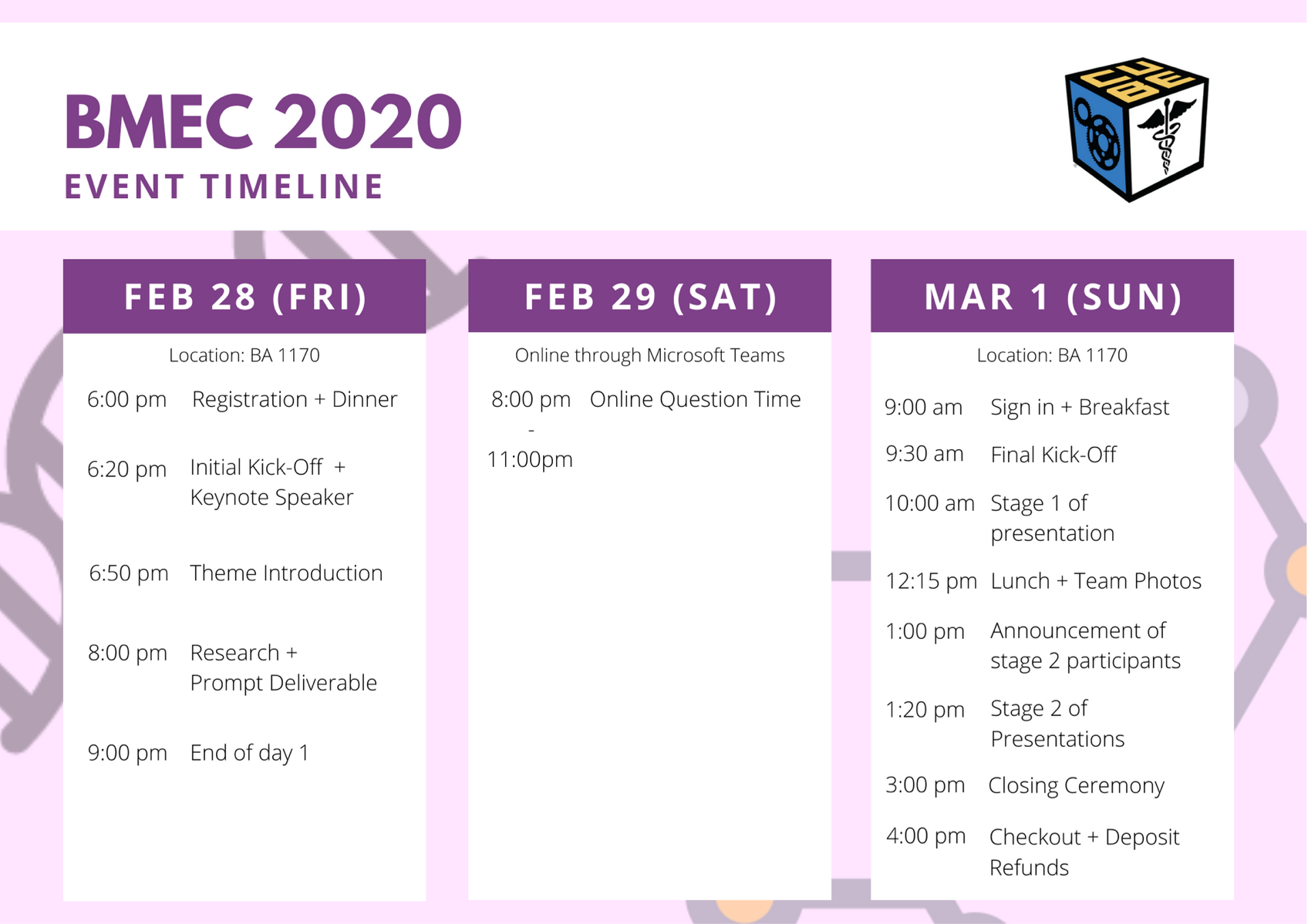 BMEC2020 Timeline